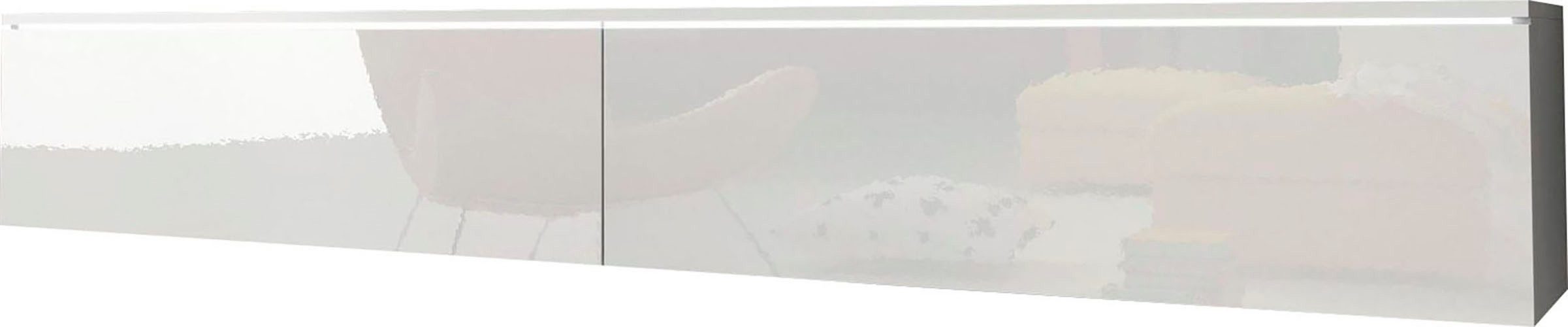 Home affaire Lowboard LOWBOARD VERA, wahlweise mit oder ohne Beleuchtung, Modernes griffloses TV-Board, 180 cm TV-Schrank, stehend und hängend