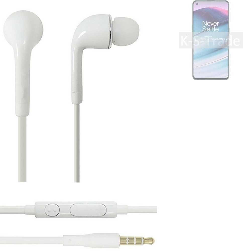 K-S-Trade für OnePlus Nord N20 5G In-Ear-Kopfhörer (Kopfhörer Headset mit Mikrofon u Lautstärkeregler weiß 3,5mm)