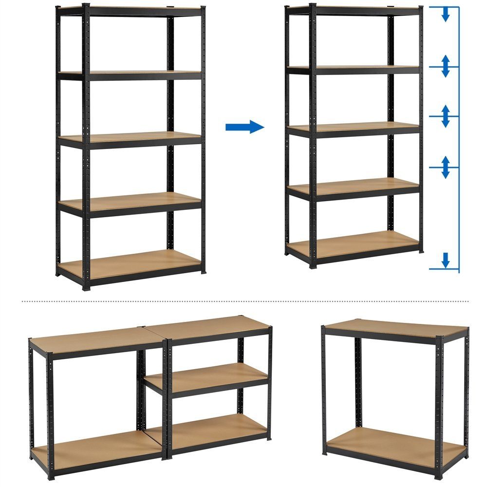 Yaheetech Schwerlastregal, Lagerregal Standregal Schwarz Kellerregal