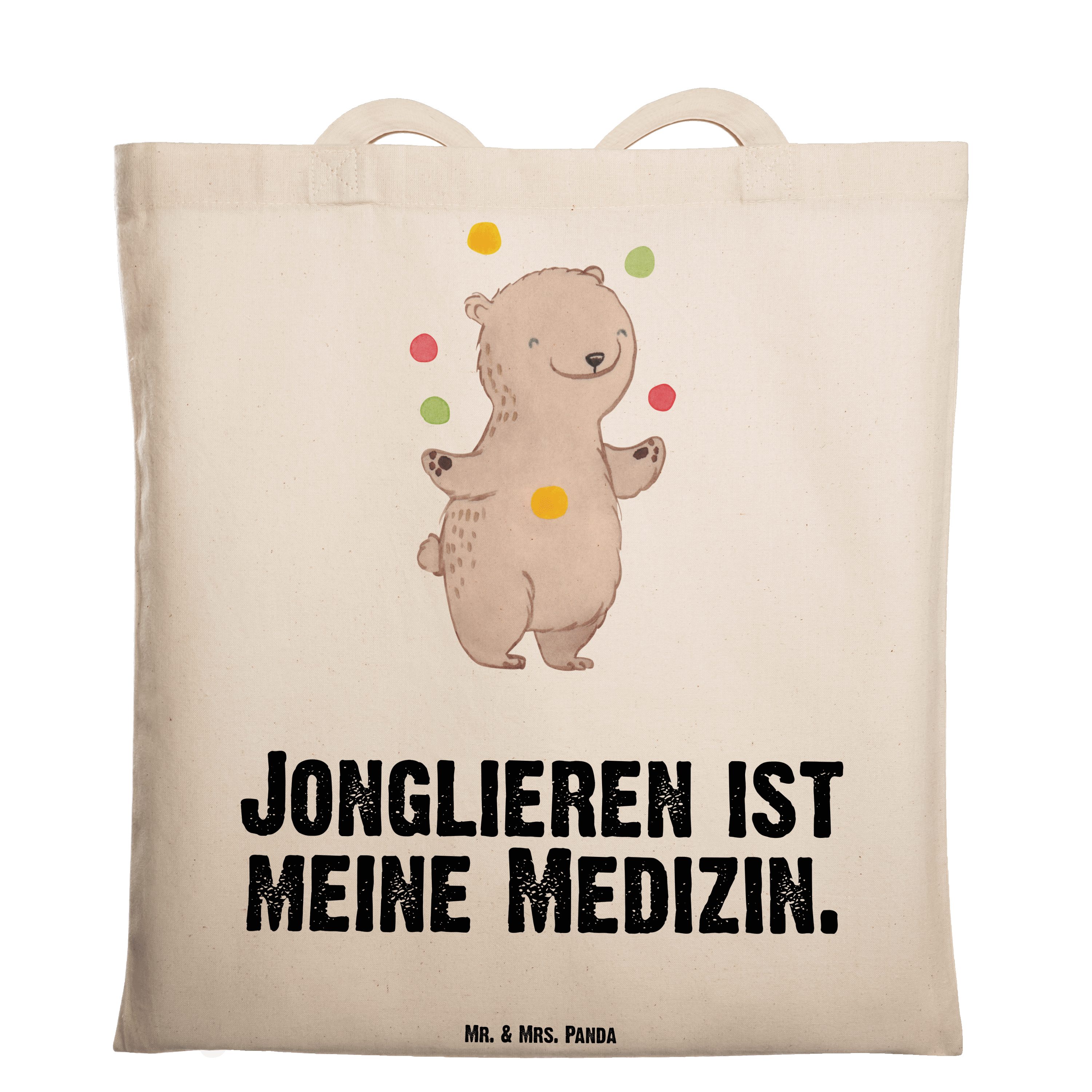 Mr. & Mrs. Panda Tragetasche Bär Jonglieren Medizin - Transparent - Geschenk, Zirkus, Einkaufstasc (1-tlg)
