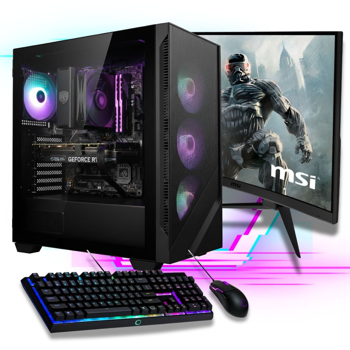 Meinpc Ryzen 7 RTX 5060 Set PC-Set (27 Zoll, AMD Ryzen 7 5700X, RTX 5060, 32 GB RAM, 500 GB SSD, RGB Tower, RGB, Gamer, Gaming)