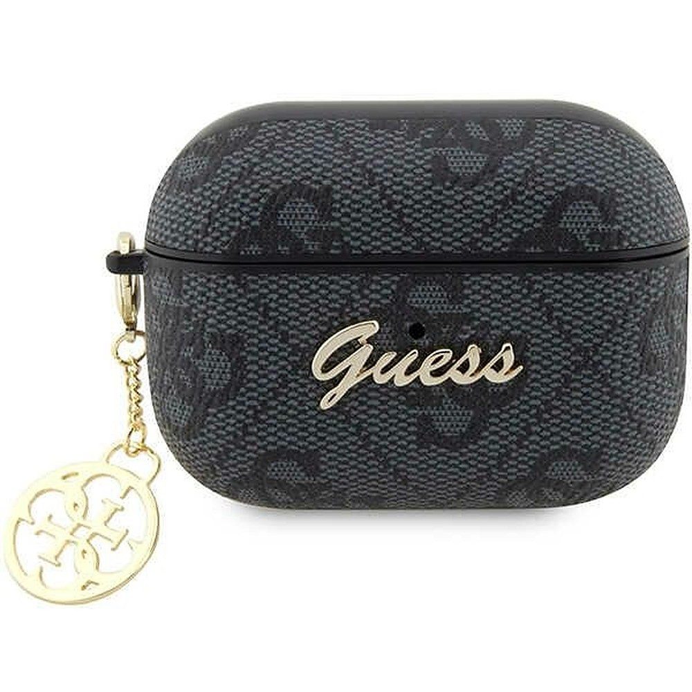 Guess Kopfhörer-Schutzhülle Ladeetui Schutzcase Ohrhörertasche, 4G-Muster, Metall-Logo, Charm-Anhänger, stoßfest