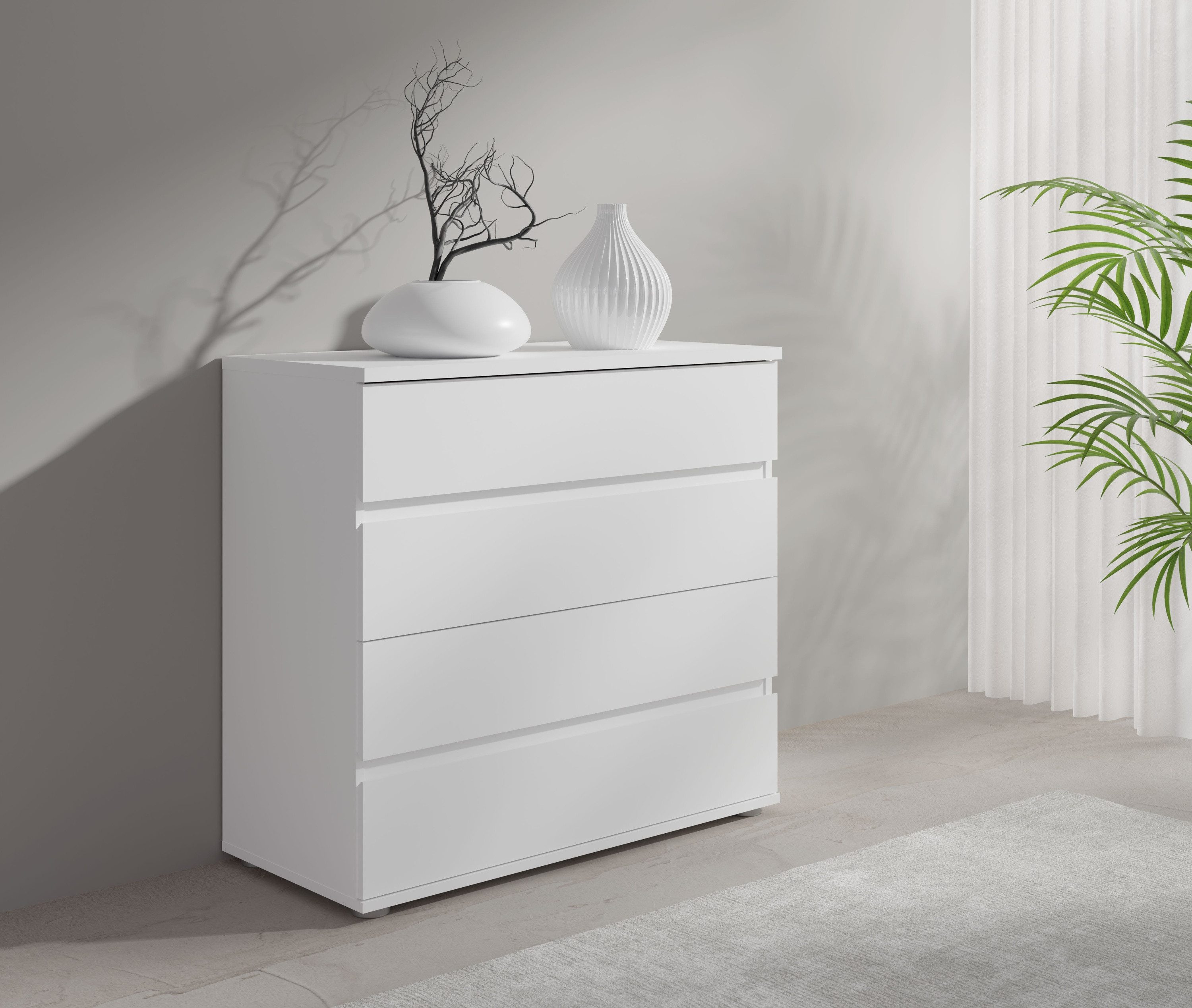 Raumhirsch Furniture Kommode Sideboard, Wohnschrank, Anrichte, praktisch Schrank (Maße: 91,2 x 84,2 x 42 cm (stabile Konstruktion, vielseitig einsetzbar), inkl. 4 Schubladen, viel Stauraum, kompakte Maße