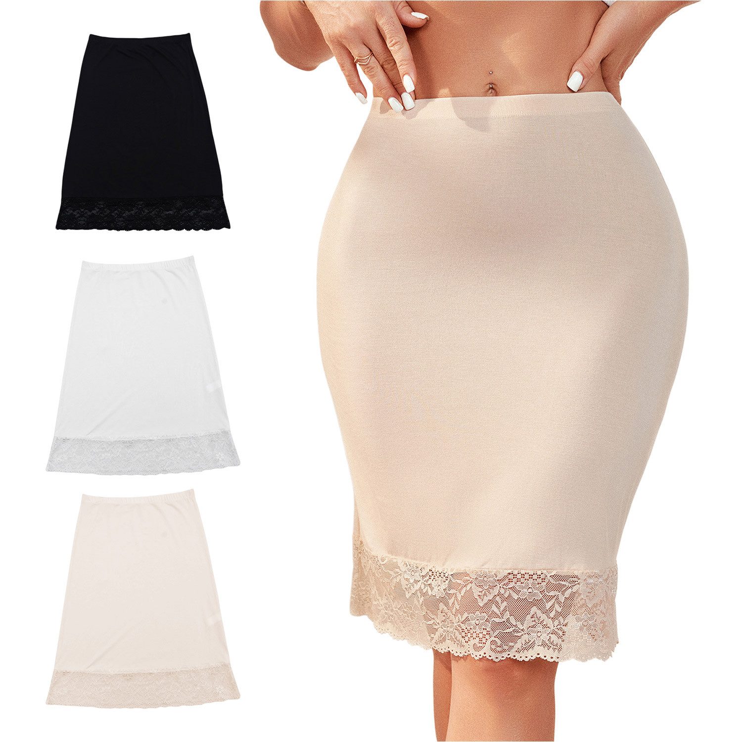 Refttenw Sommerrock Damen Unterrock Kurz,Spitze Petticoat günstig online kaufen