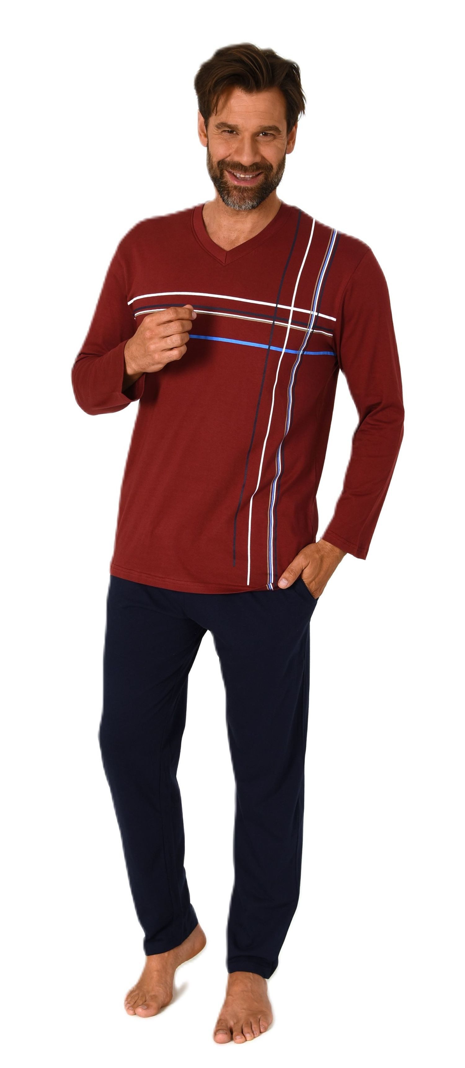 Normann Pyjama Herren Schlafanzug langarm Pyjama günstig online kaufen