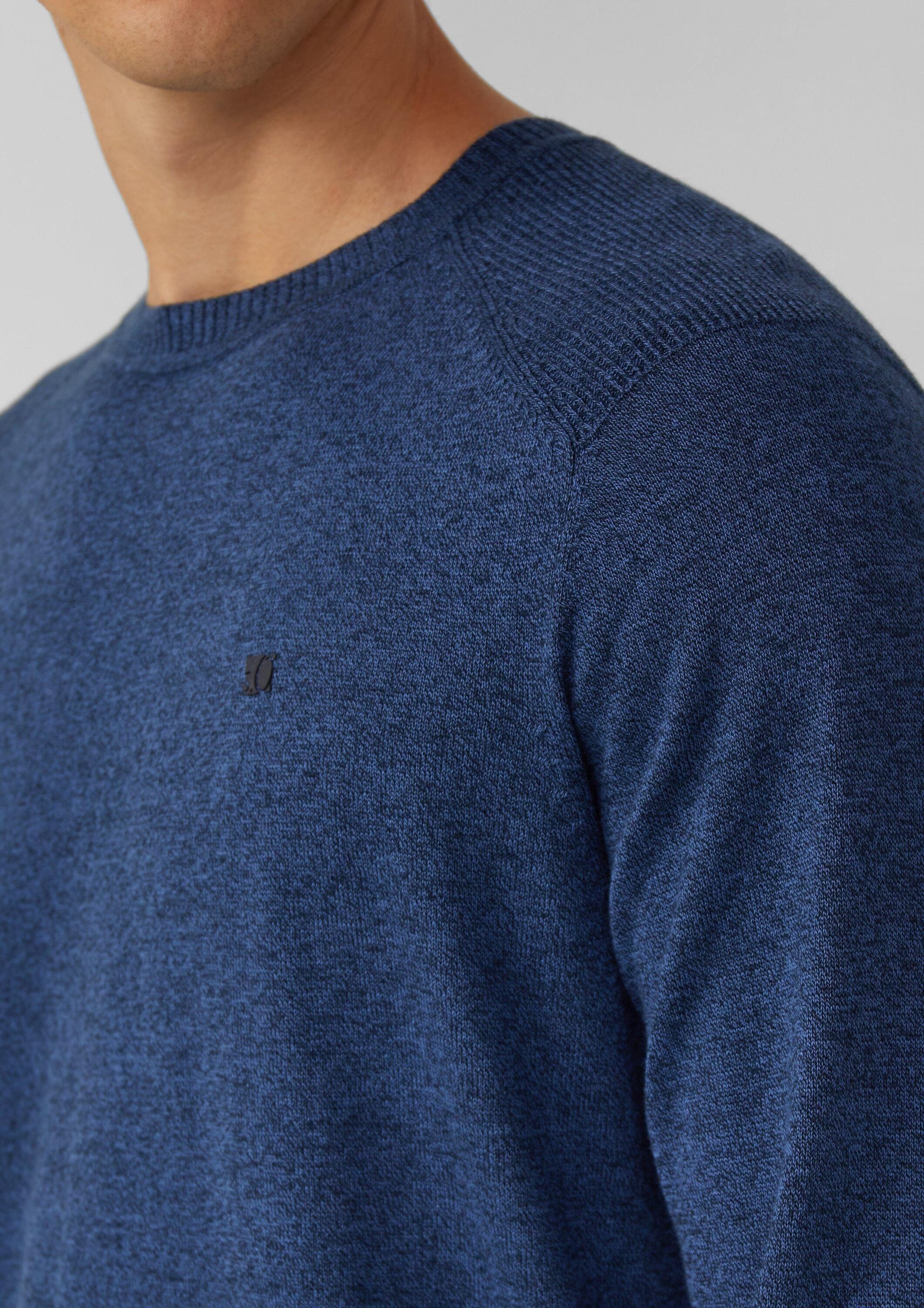 s.Oliver Longpullover Strickpullover Pullover aus Moulinéstrick mit Crew Neck und Raglanärmeln