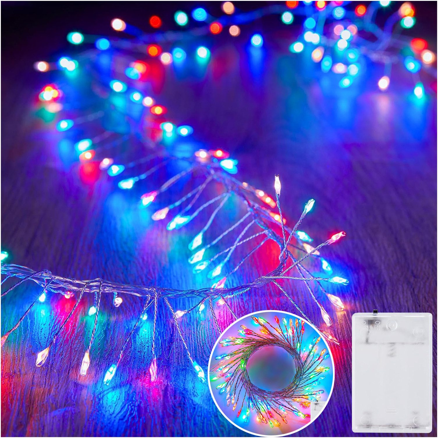 LED-Lichterkette Wasserdicht Silbernedraht Batteriebetrieb 3M 120LEDs Lichterkette