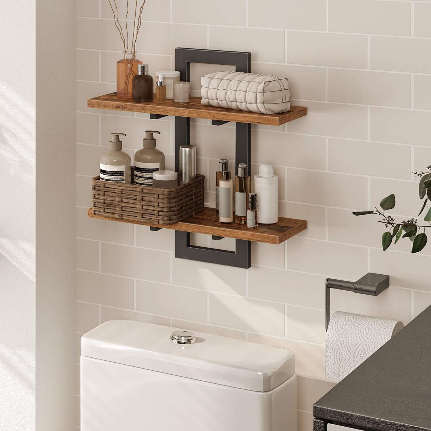 BlingBin Wandregal 2-stufige Schweberegal, Holz Wandboard, Hängende Badezim günstig online kaufen