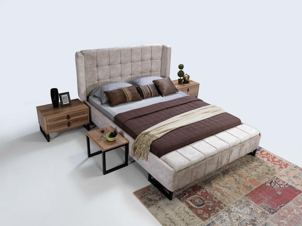 JVmoebel Bett Bett Doppelbett Möbel Einrichtung Schlafzimmer Design Stoff Textil neu
