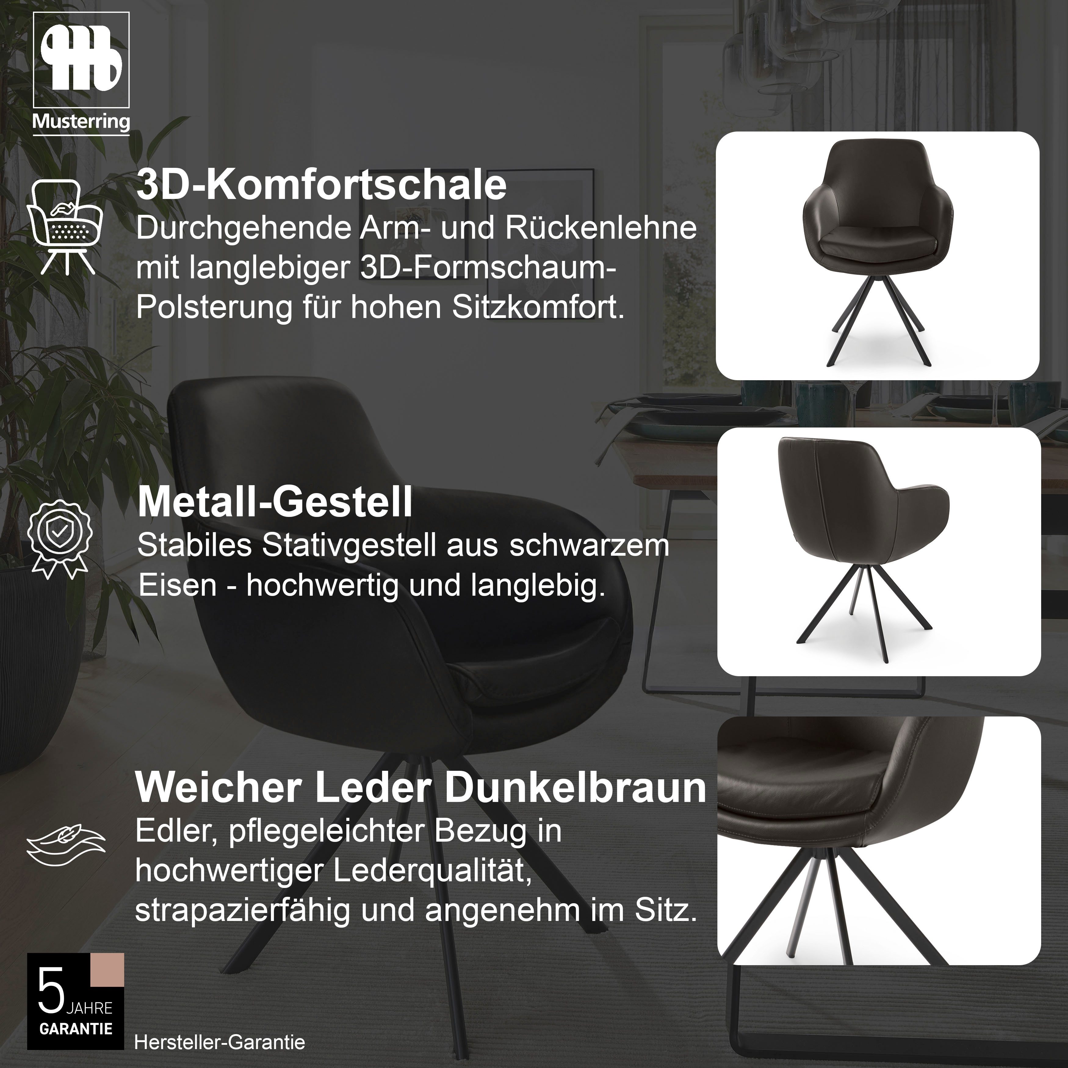 Musterring Esszimmerstuhl Tavia (Set, 2 St), Stativgestell Eisen schwarz, Drehfunktion optional, diverse Farben