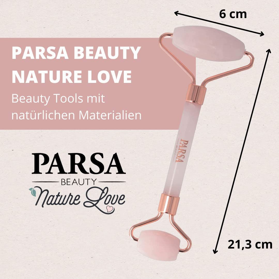 PARSA Beauty Gesichtsmassagegerät Nature Love Rosenquarzroller aus echtem Naturstein