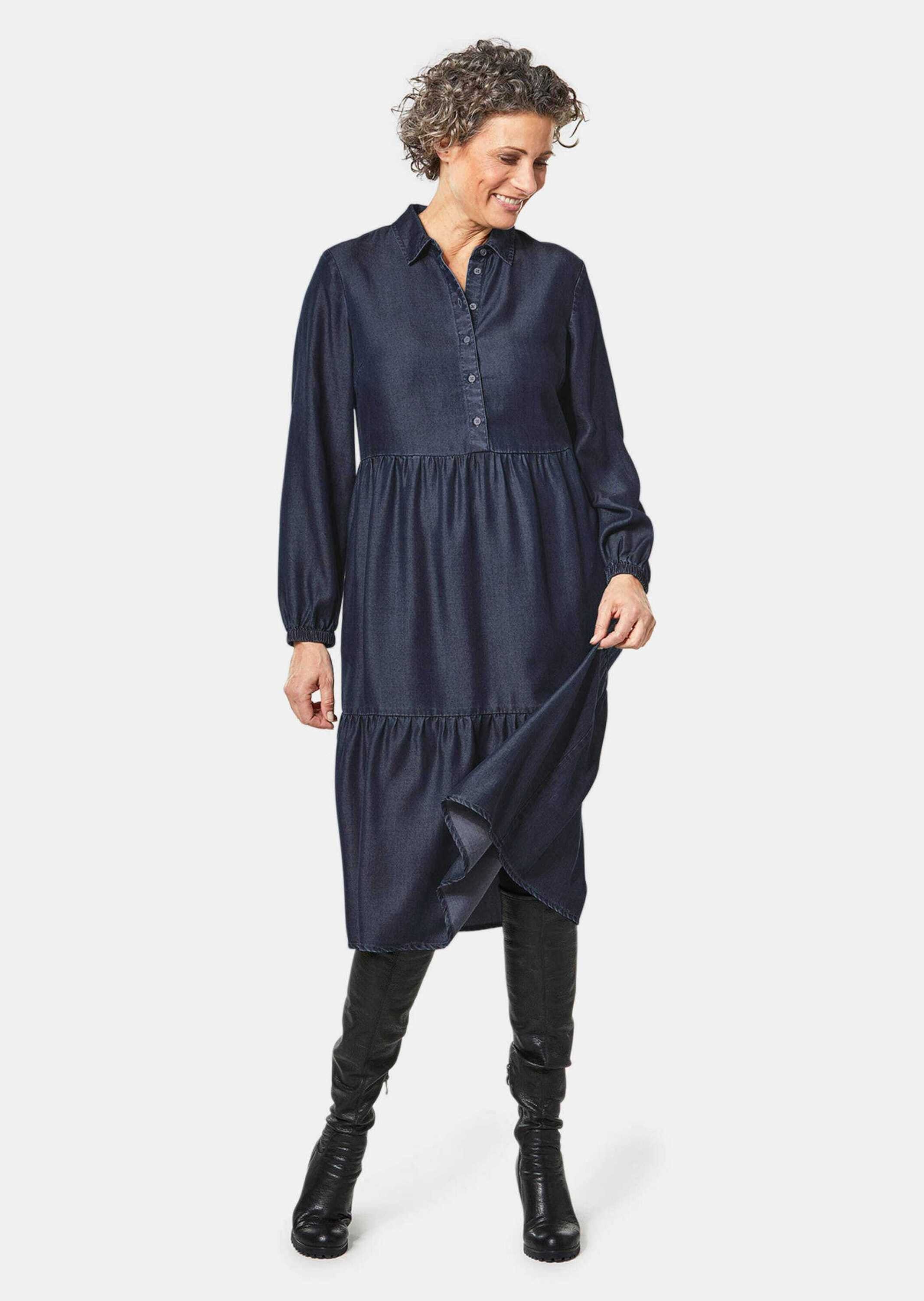 GOLDNER Blusenkleid Kurzgröße: Tencel-Kleid