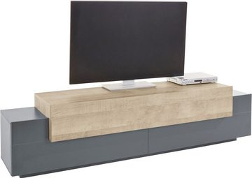 möbelando Lowboard Corona (BxHxT: 200x51,6x45 cm), in Anthrazit/ Oak mit 4 Fächern