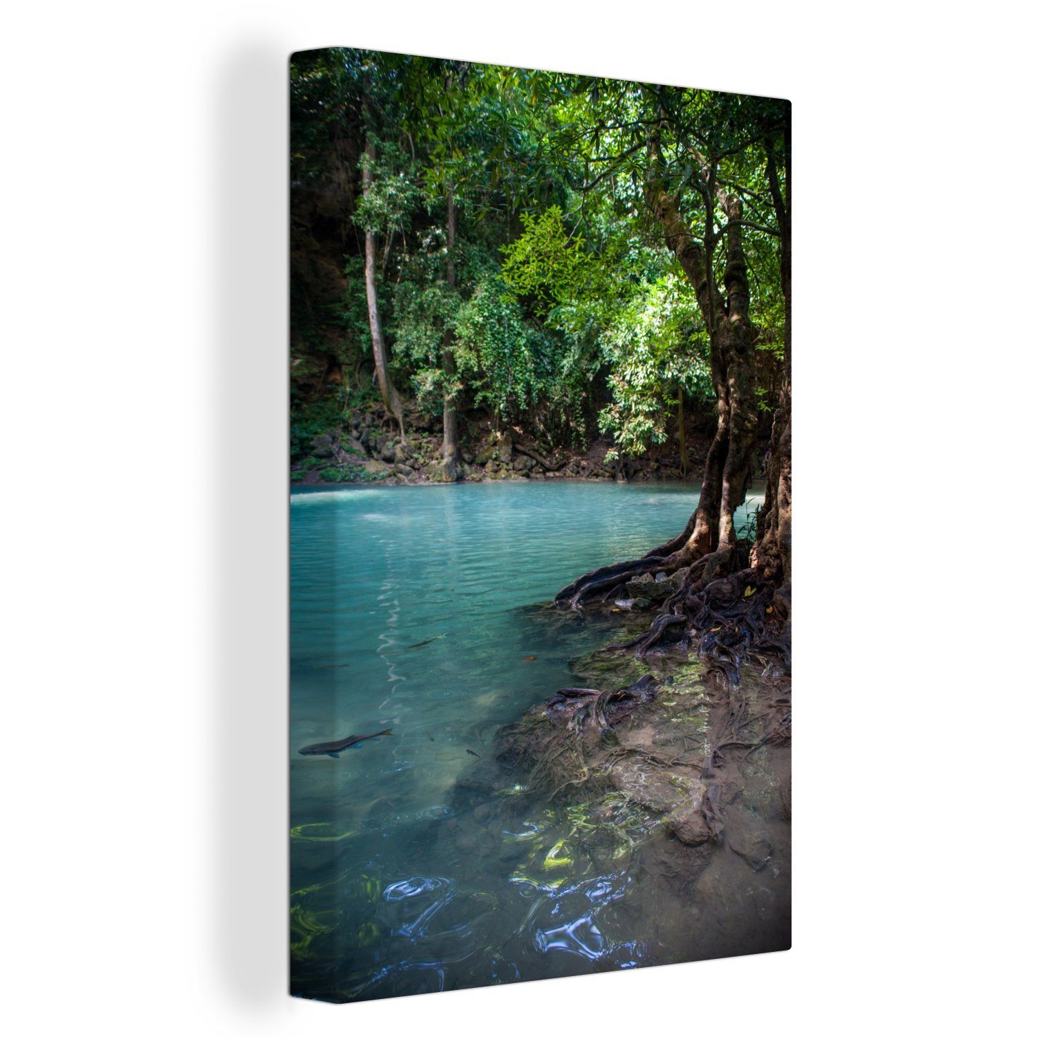 OneMillionCanvasses® Leinwandbild Ein See im Erawan-Nationalpark in Thailand, (1 St), Leinwandbild fertig bespannt inkl. Zackenaufhänger, Gemälde, 20x30 cm | Leinwandbilder