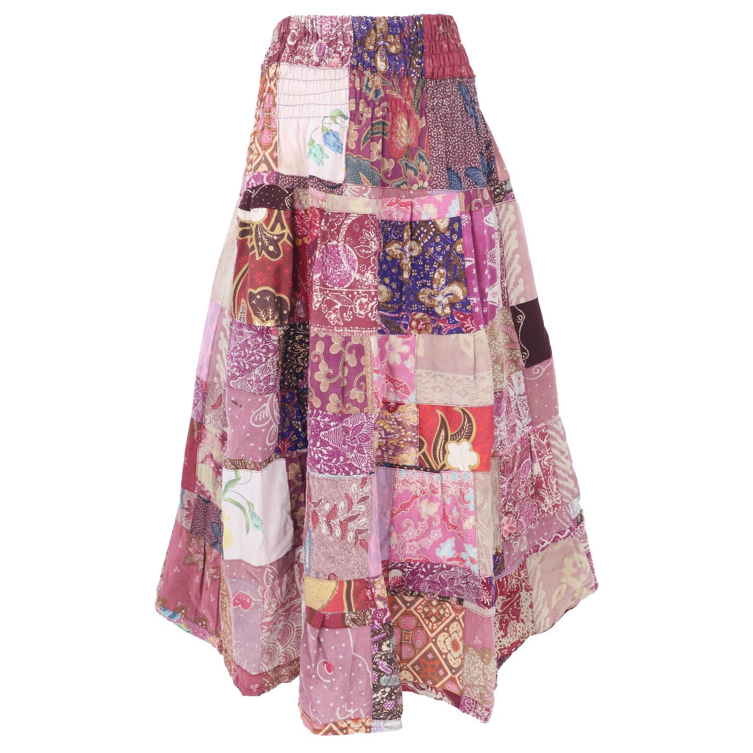 Guru-Shop Minirock Weit schwingender upcycling Patchwork,.. alternative Bekleidung