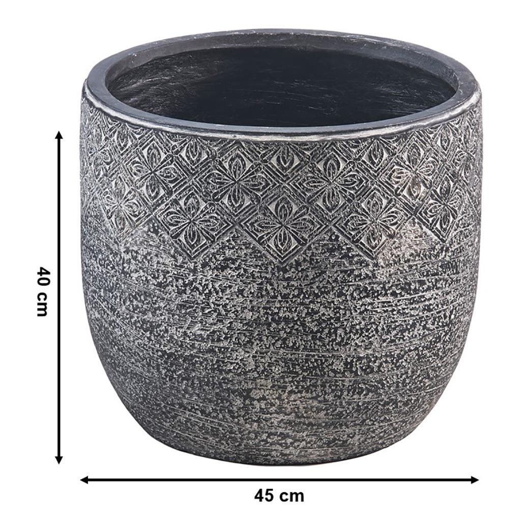 Kobolo Blumentopf Pflanztopf STONE groß Fiberglas mit Entwässerungsloch, Pflanzkorb (Einzelstück, 1 St., 1 Stück), Dm. 45 cm – Bild 3 von 5