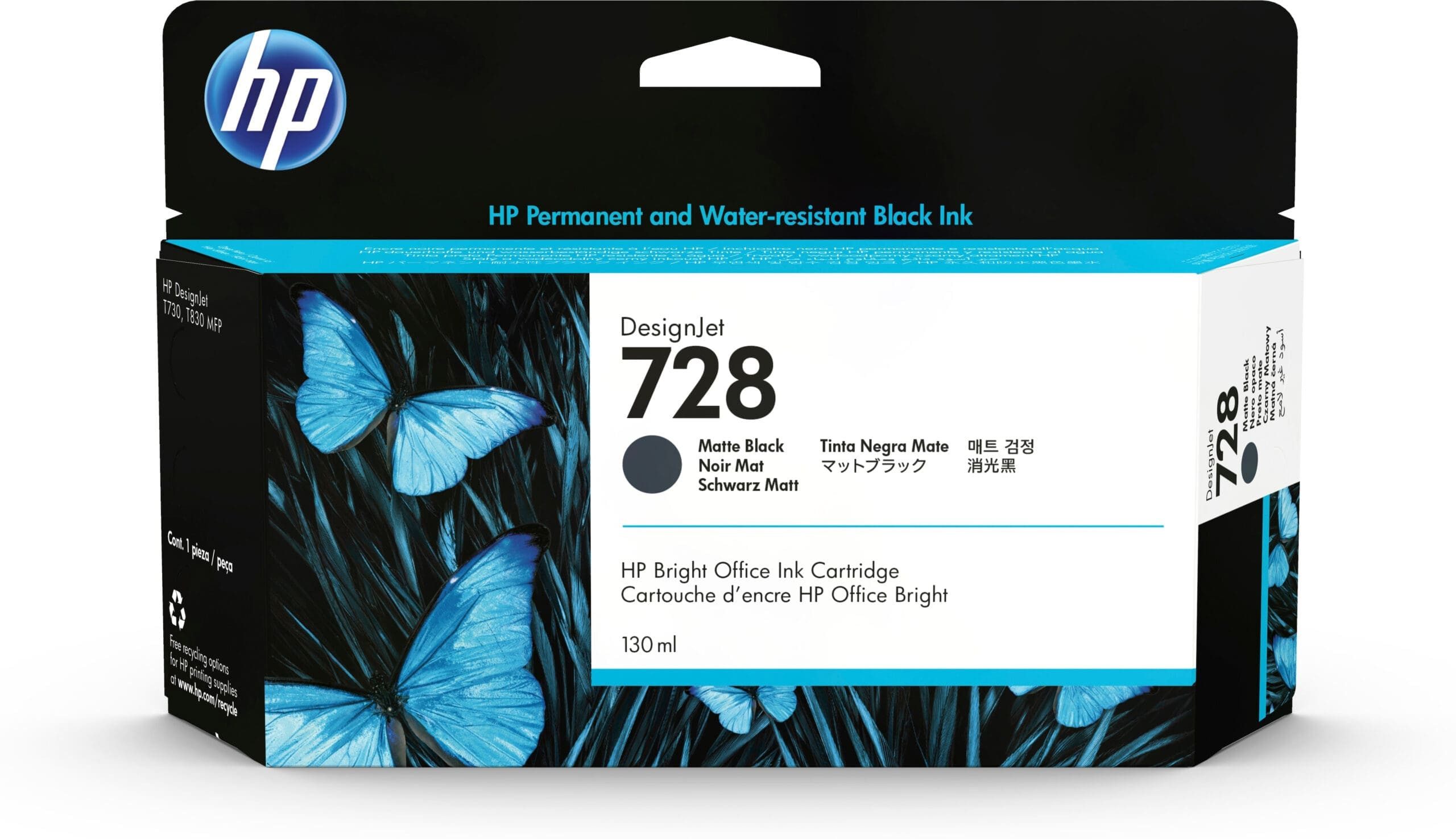HP HP 728 Mattschwarz DesignJet-Tintenpatrone, 130 ml Tintenpatrone