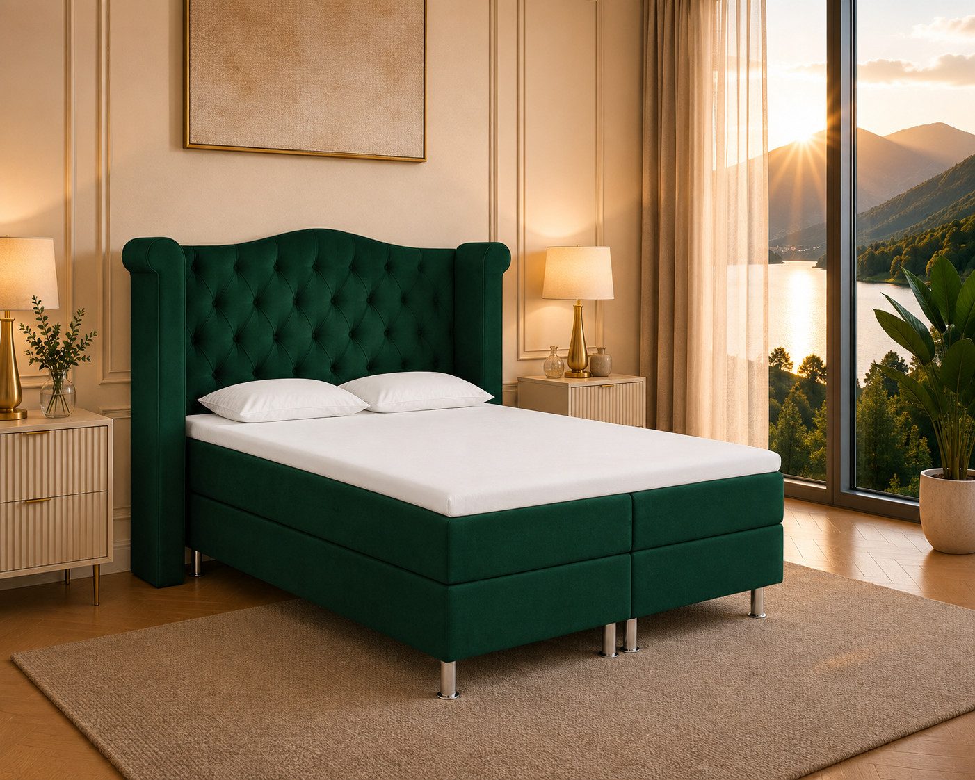 Best for Home Boxspringbett Saturn Boxspring bett Stauraum 7-Zonen H3 inkl. 7 cm Topper (Komplettset, 4-St., Boxspringbett inkl. 7-Zonen-Bonnellfederkernmatratze), Boxspringbett mit Bettkasten