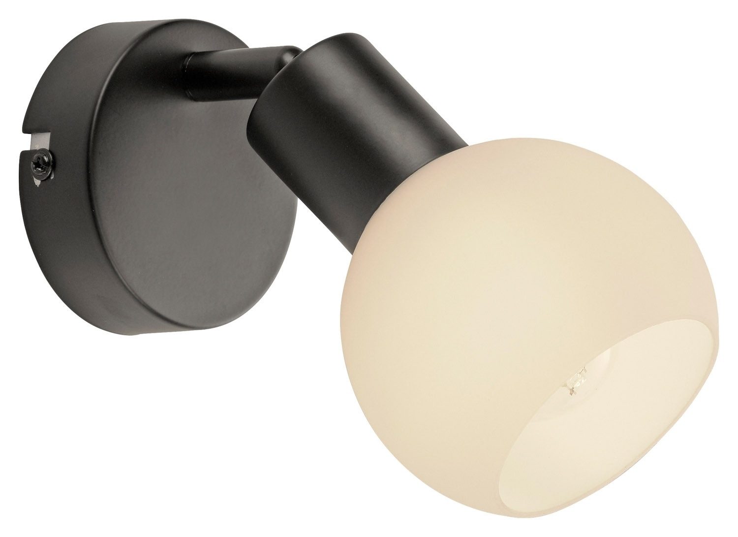 JUST LIGHT LED Wandstrahler LOKI, 1-flammig, Schwarz, Weiß, Metall, Opalglas, Verstellbarer Лампыschirm, LED fest integriert, Extra-Warmweiß, B 14 x H 18 x T 14 cm