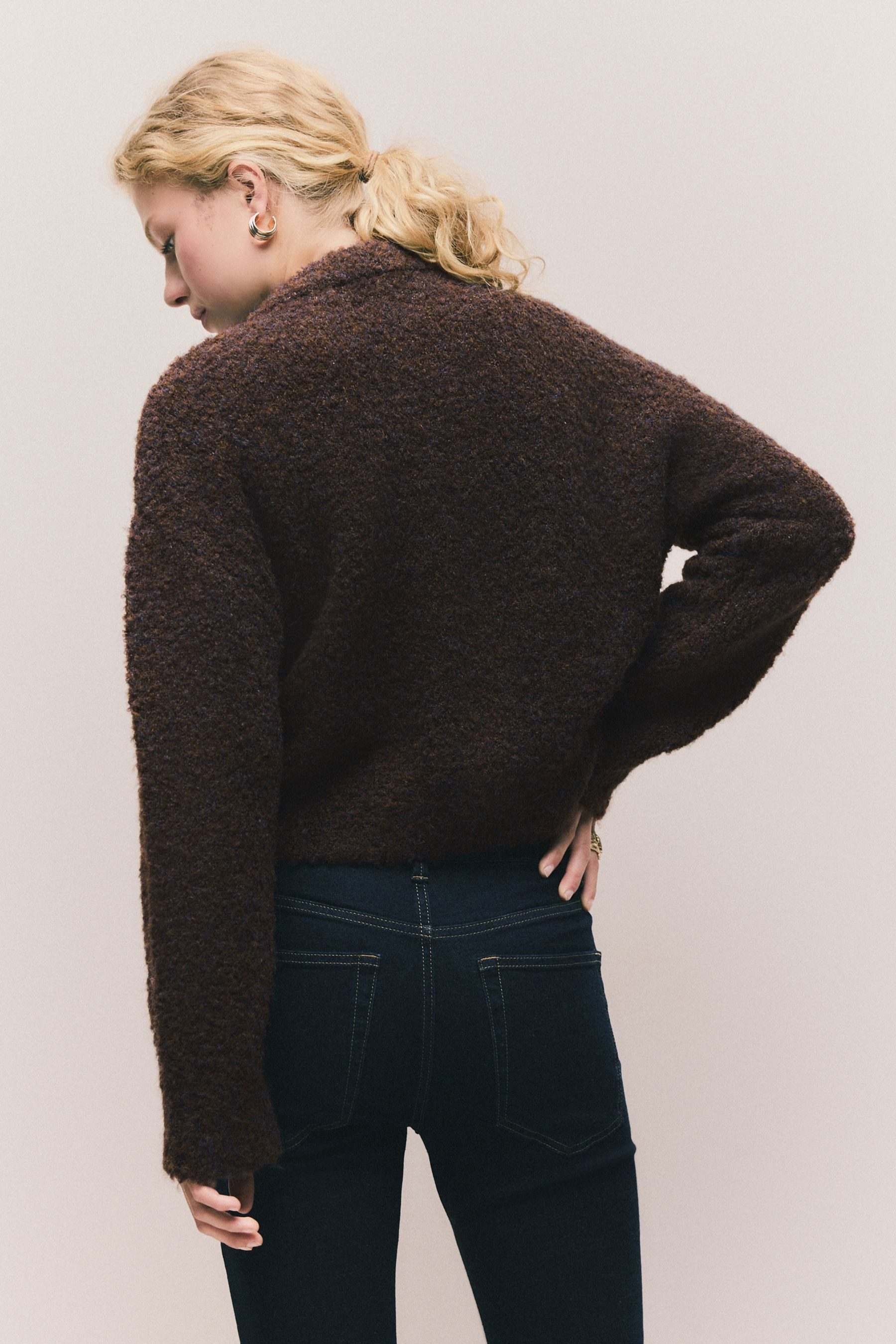 Next Strickjacke Bouclé-Strickjacke mit Rundhalsausschnitt (1-tlg) günstig online kaufen