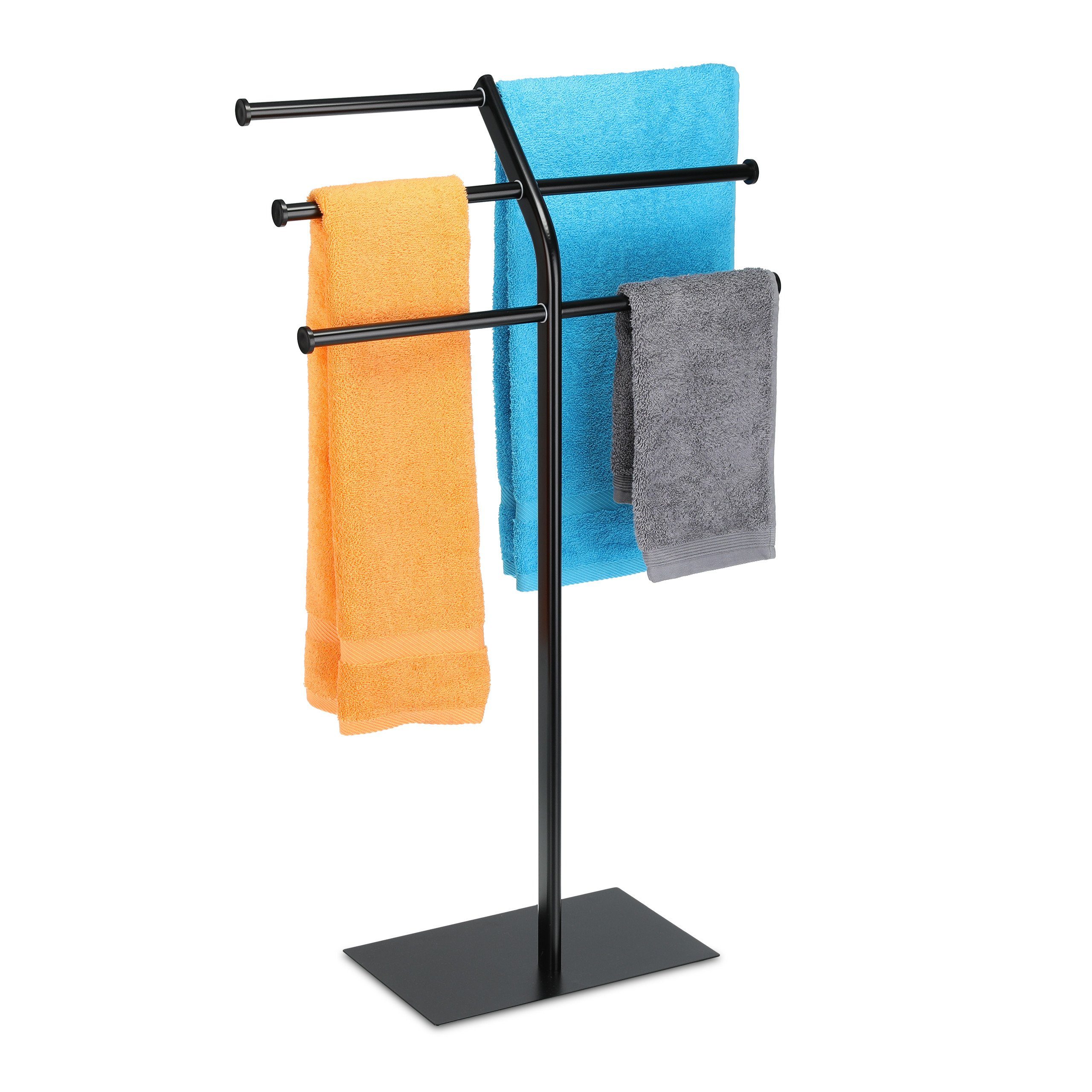 relaxdays Handtuchständer mit Handtuchhalter 3 Stangen