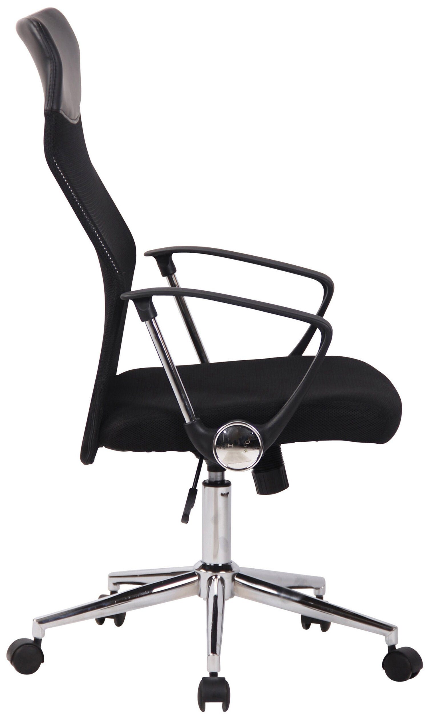TPFLiving Bürostuhl Cordoba mit 360° chrom schwarz drehbar (Schreibtischstuhl, höhenverstellbar und Rückenlehne Chefsessel, - XXL), bequemer Bürostuhl - Gestell: Sitz: Metall Drehstuhl, Netzbezug