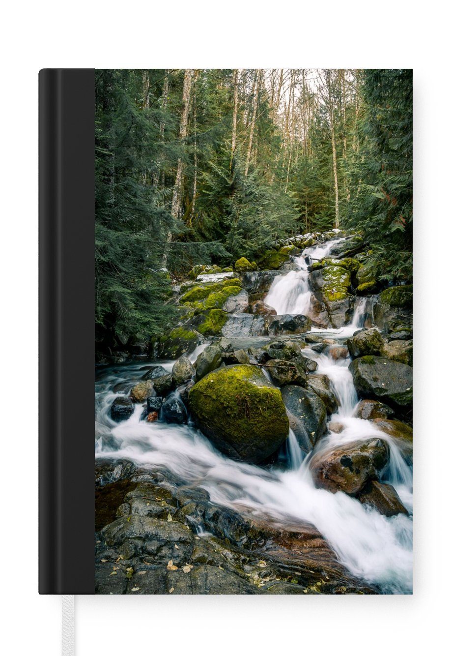 MuchoWow Notizbuch Natur - Wasserfall - Bäume - Herbst, Journal, Merkzettel, Tagebuch, Notizheft, A5, 98 Seiten, Haushaltsbuch