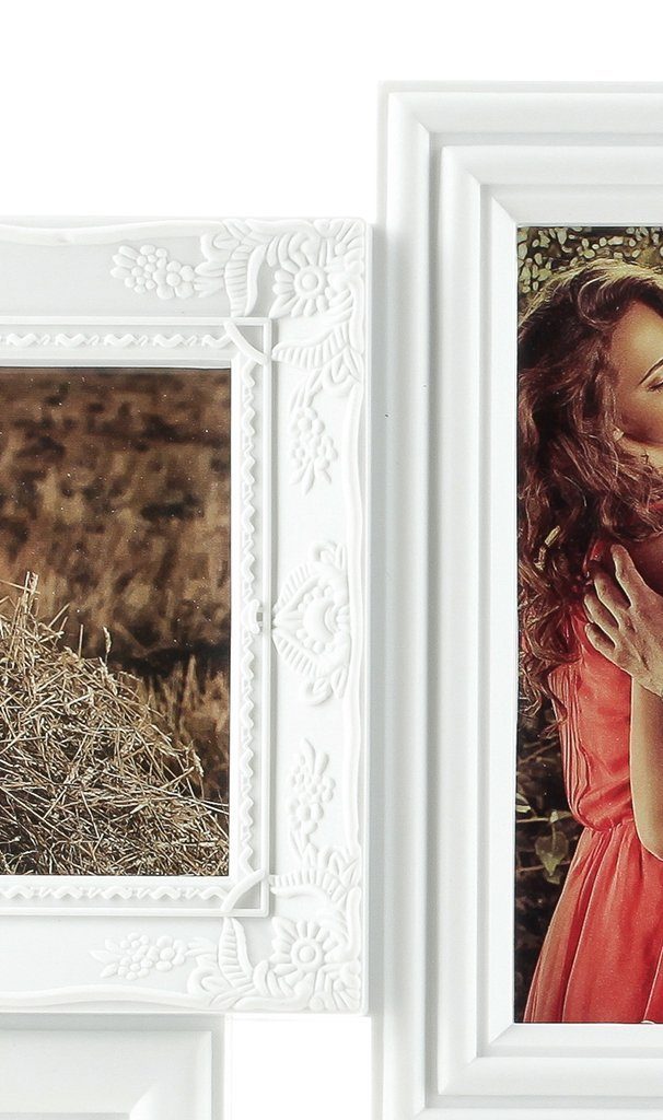 Levandeo® Bilderrahmen Collage, Bilderrahmen weiß 6 Bilder Barock antik Fot günstig online kaufen