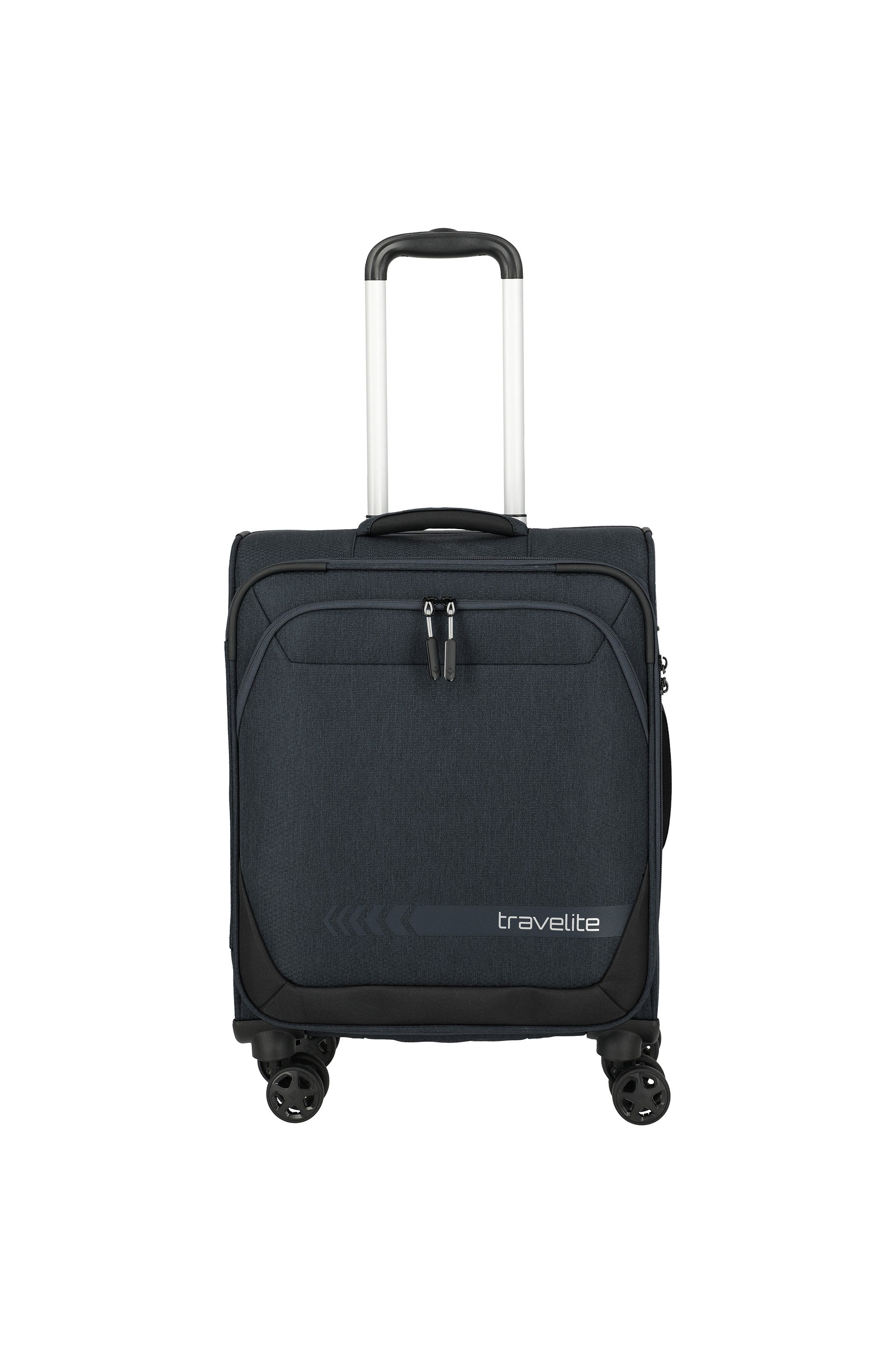 travelite Handgepäckkoffer KICK OFF Reisekoffer, 4 Rollen, 4 Doppelrollen, Außentaschen und Packgurte – leicht und robust von Travelite