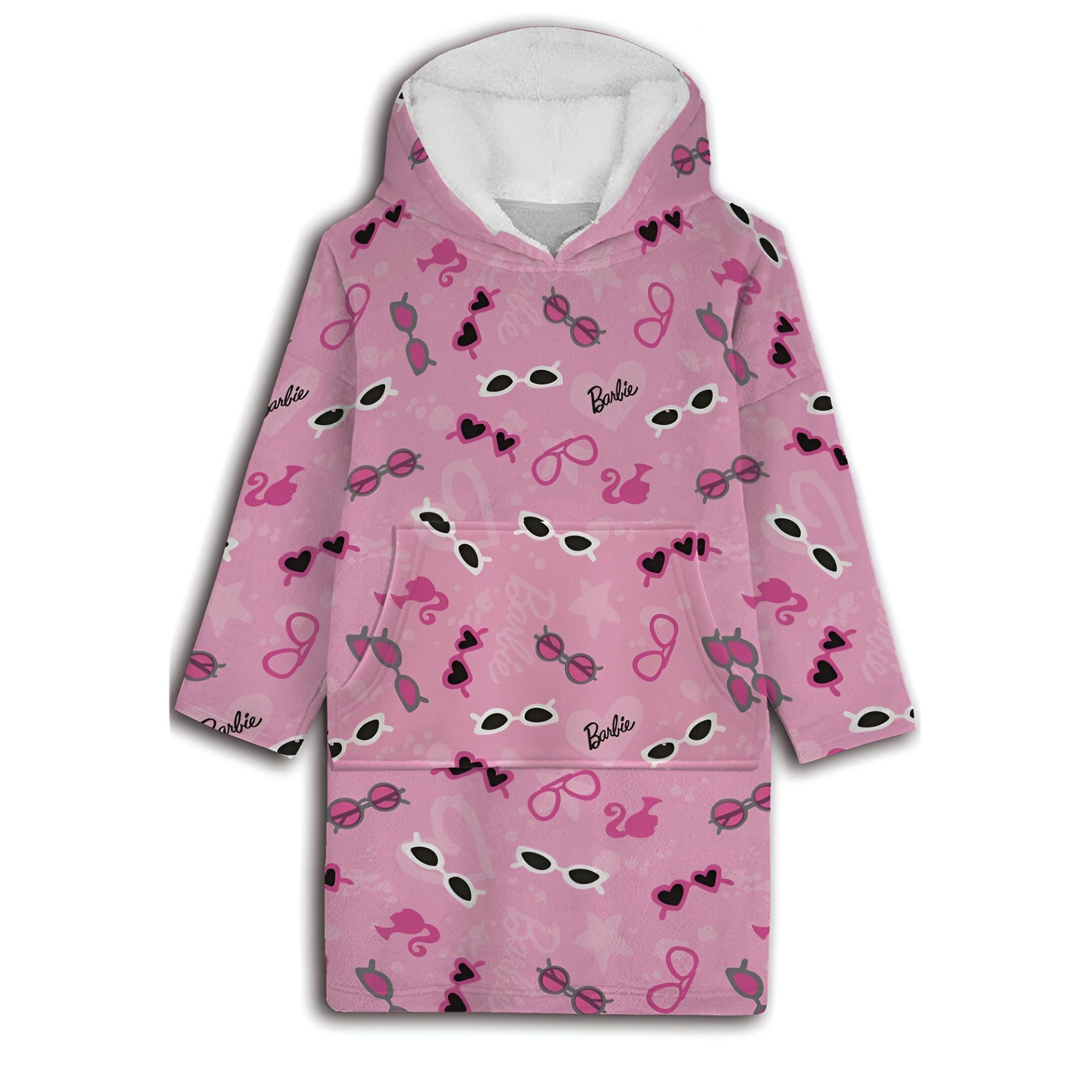 Barbie Sweatponcho Barbie Kuschelponcho Kuscheldecke mit Ärmeln Kapuze Tasche XS-L