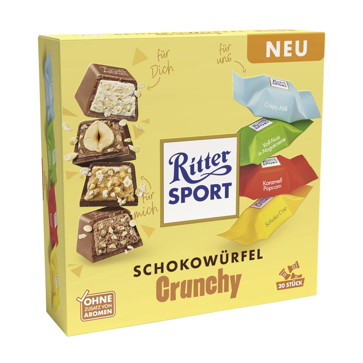Ritter SPORT Schokolade, Ritter Sport Schokowürfel Crunchy gefüllte Vollmilchschokolade 153g