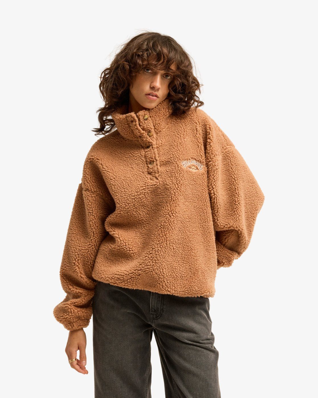 Billabong Fleecepullover RUN THE ROAD mit hohem Stehkragen, Langarm-Design, unifarben, bequeme Passform