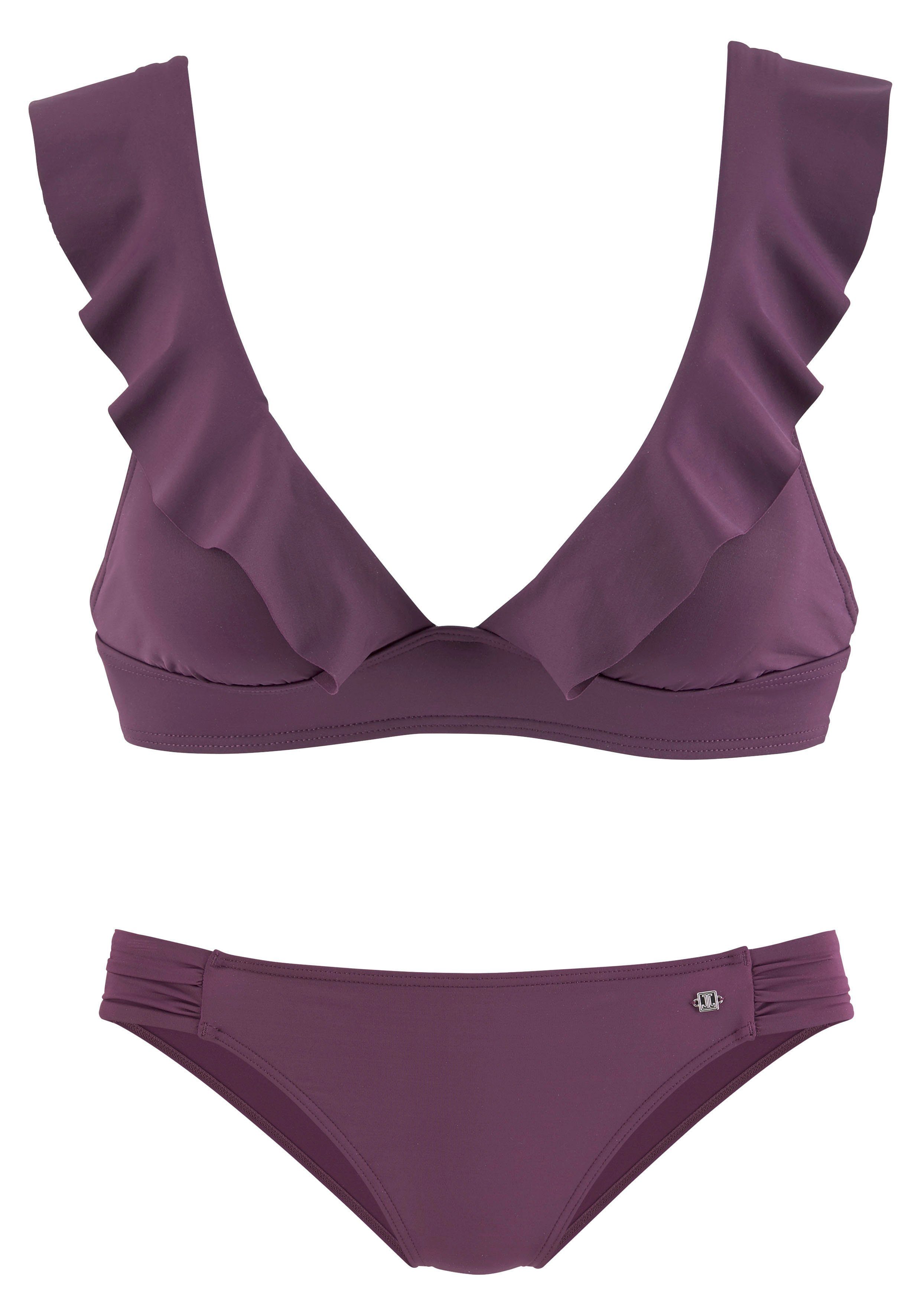 bordeaux Triangel-Bikini mit JETTE Volant