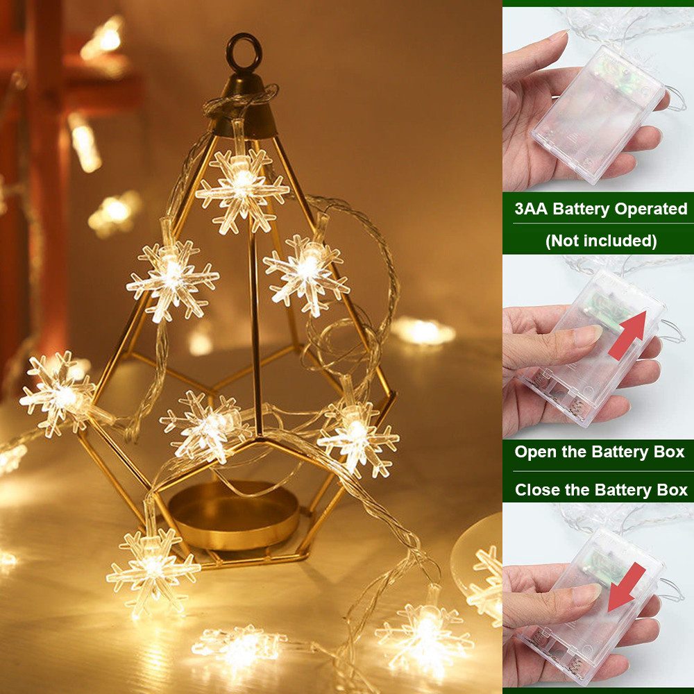 Qualra LED-Lichterkette 2/3 Stück LED Schneeflocke Lichterkette 20/40LEDs B günstig online kaufen