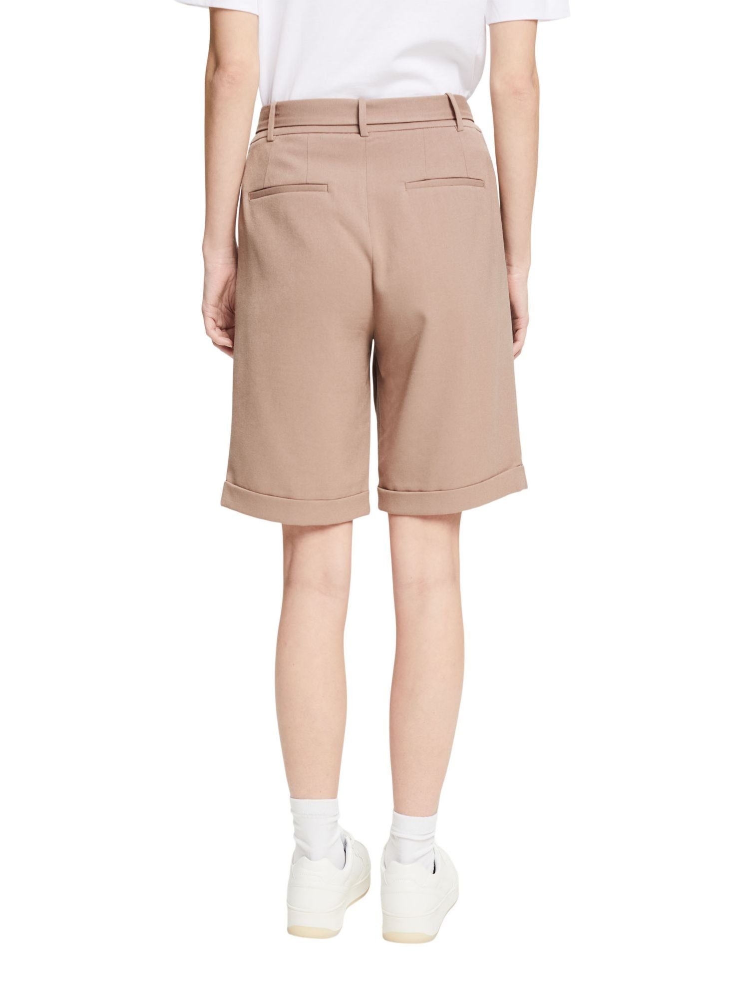 mit (1-tlg) Esprit Bermudas Shorts Bundfalten TAUPE