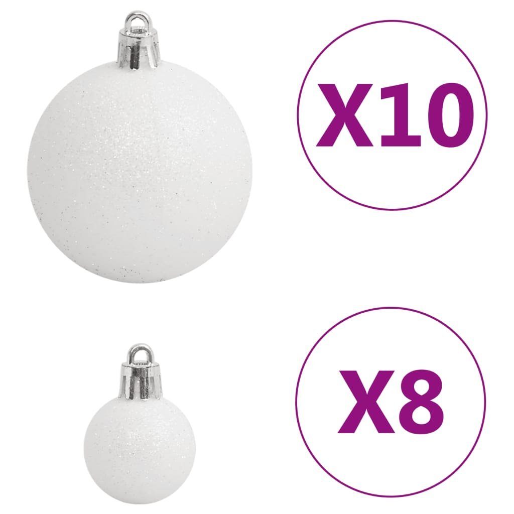 vidaXL Christbaumschmuck 111-tlg. Weihnachtskugel-Set Weiß (111-tlg) und Grau Polystyrol