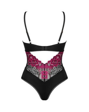 Obsessive Body Rosenty Body mit Rosenmuster - schwarz, pink (1-tlg) transparent