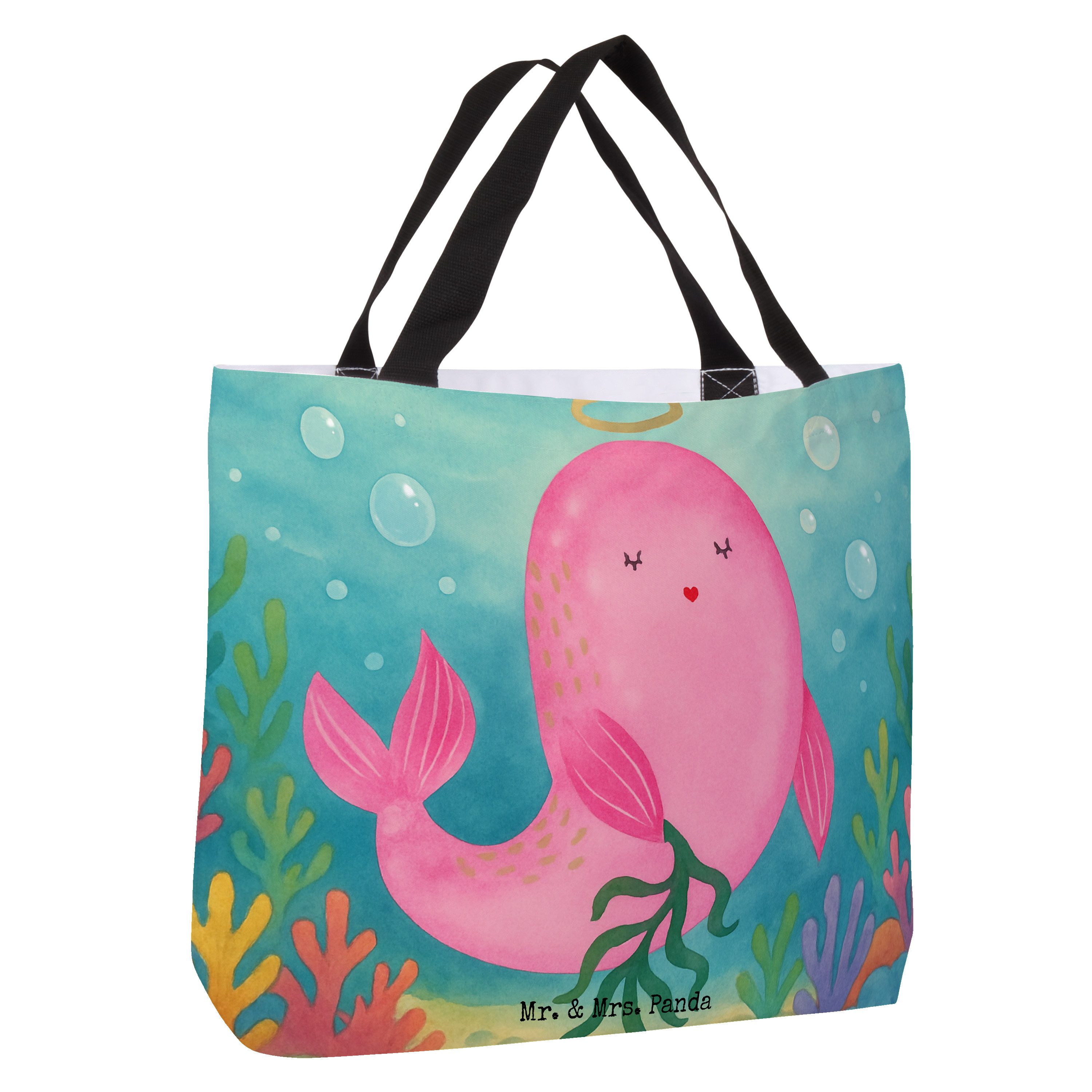 Mr. & Mrs. Panda Shopper Sternzeichen Jungfrau Design, Tote Bag, Weiß, Strandtasche, Geschenk, (Packung), Sternzeichen Tote Bag City-Shopper