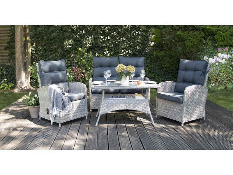 bellavista - Home&Garden® Gartenlounge-Set bellavista Aluminium Lounge Monte Carlo, (Set, 8-tlg), Loungesessel und Gartensofa mit Relaxfunktion