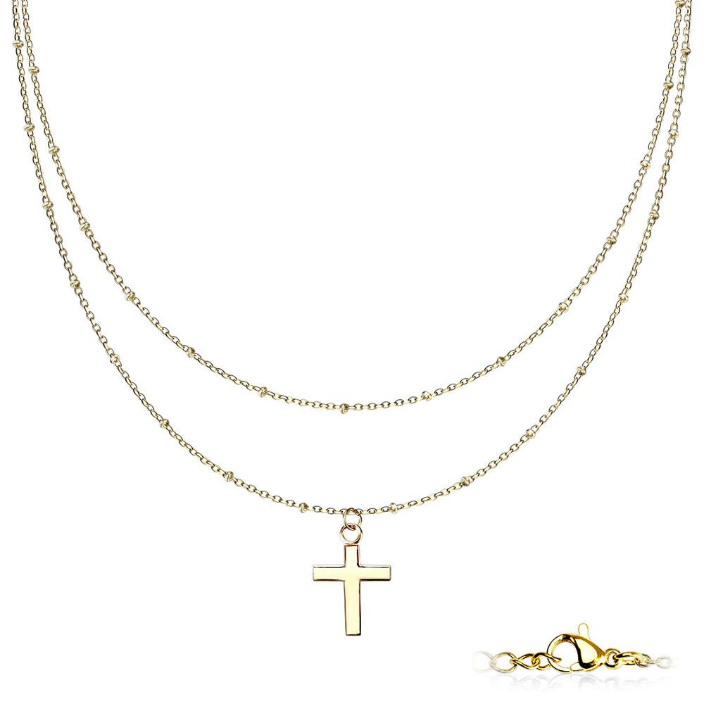 Order & Smile Schmuck Kreuzkette Layer Kette Kreuz