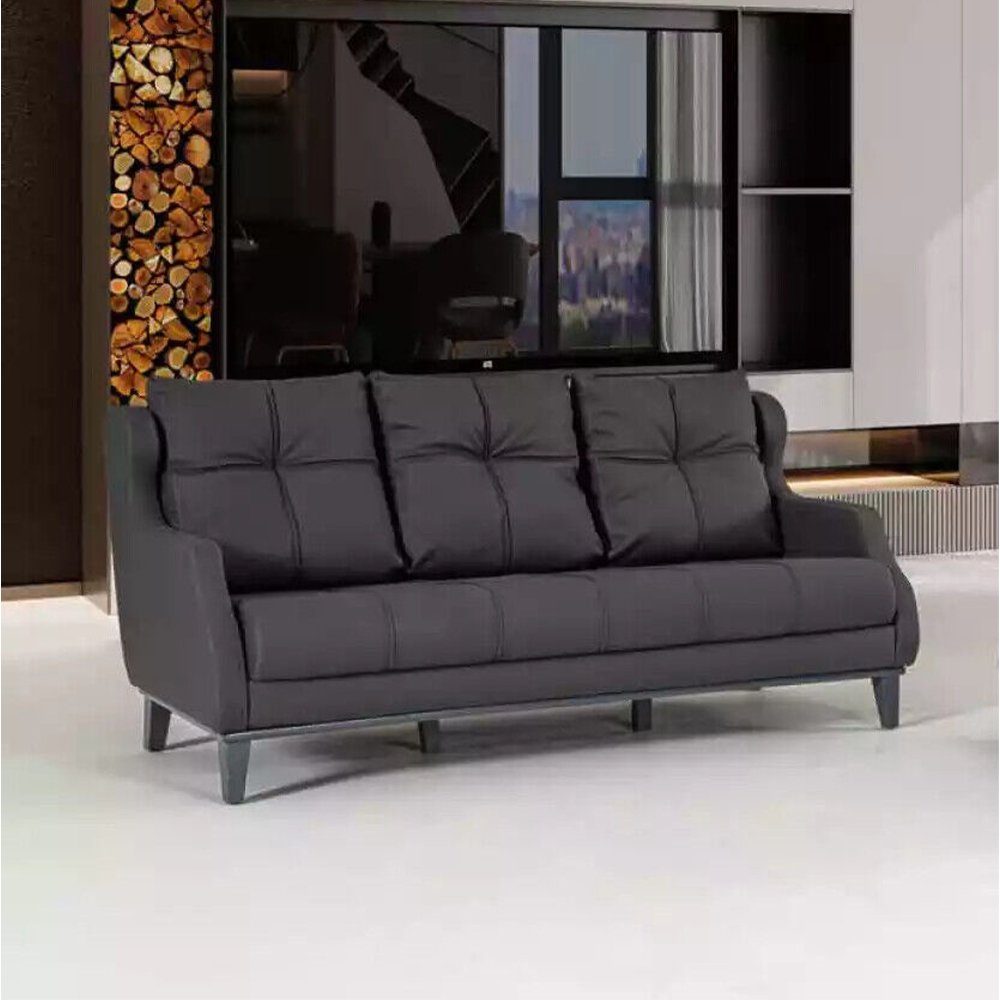 Sessel Luxus Europe Sofa Sofagarnitur JVmoebel Set, In Zweisitzer Schwarze Made Modernes