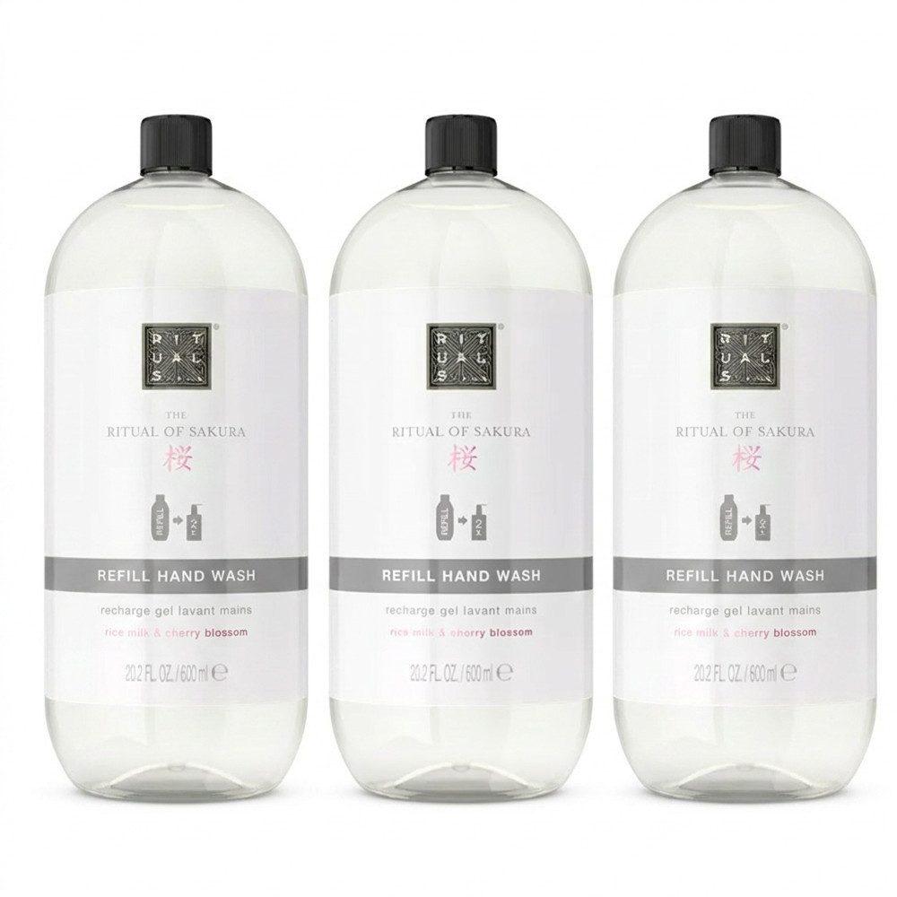 Rituals Flüssigseife Rituals The Ritual Of Sakura Refill Hand Wash 3er Set, 1-tlg., Vorteilspack mit drei Nachfüllflaschen für langanhaltende Nutzung