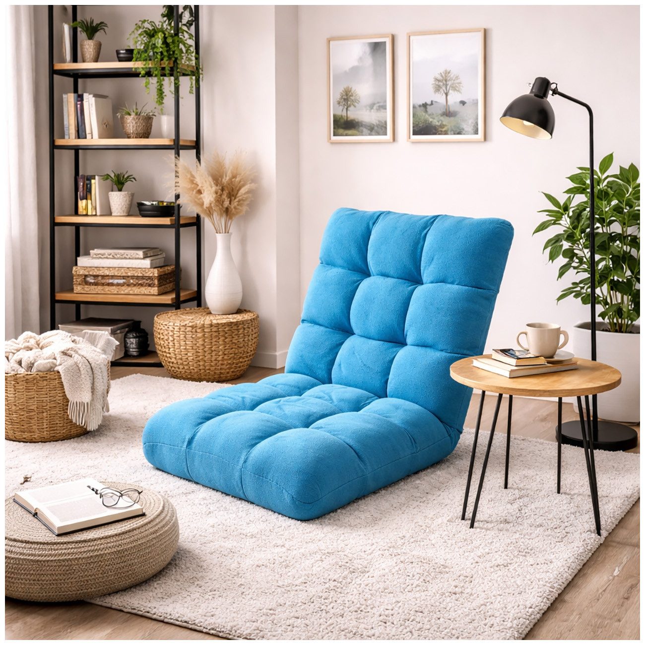 HTI-Living Relaxsessel Bodensessel Türkis klappbar mit Rückenlehne verstellbar (1 Stück)