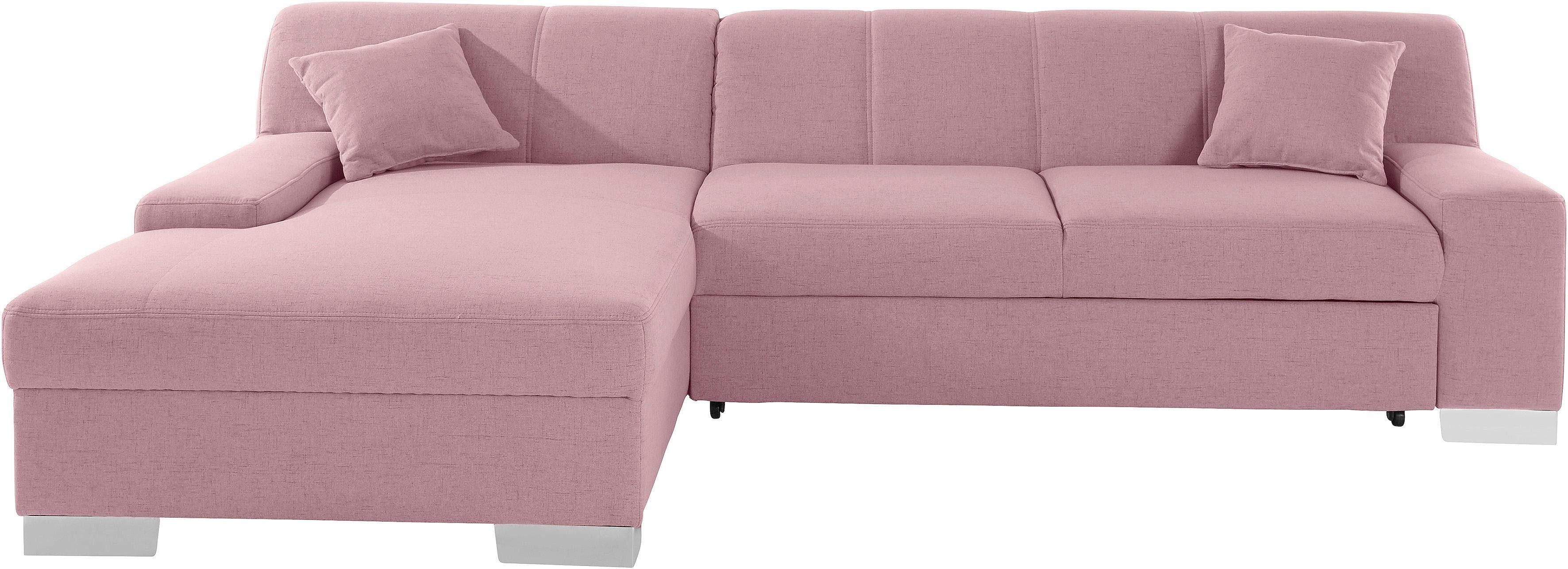 DOMO collection Ecksofa "Bero, elegant und zeitlos, flache Armlehnen, L-For günstig online kaufen