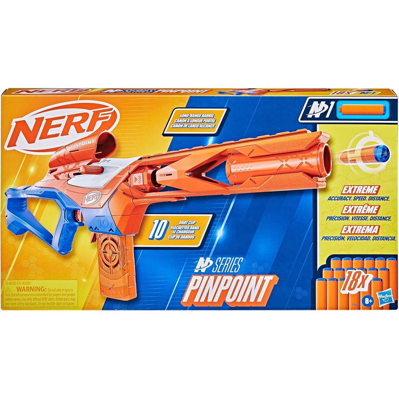 Hasbro Blaster Präzisions-Bolzen-Blaster mit 10-Dart Clip-Magazin, Der Nerf N Series Pinpoint bietet präzise Bolzen-Action, ein integrie