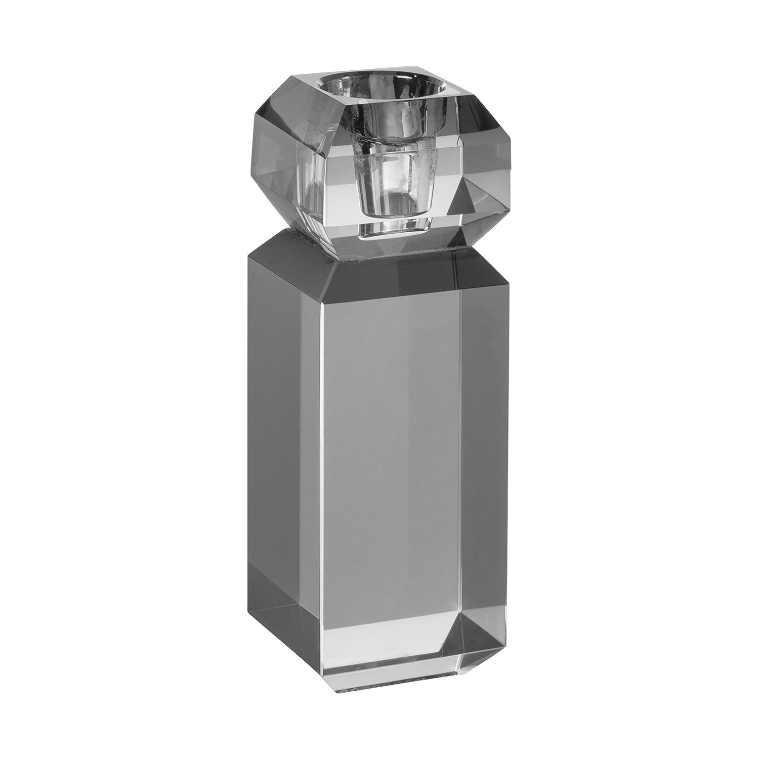 Fink Kerzenleuchter ARTIS Leuchter - H. 15cm - grau - Kristallglas - Stableuchter (1 St., Kandelaber - Armleuchter), Moderner Kerzenständer Kerzenhalter Lichterhalter Lichtträger Design