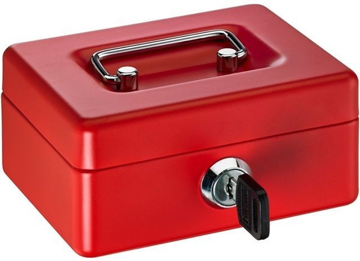 ALCO Geldkassette Geldkassette Mini-Box Stahlblech mit Schloss 125x95x60mm rot