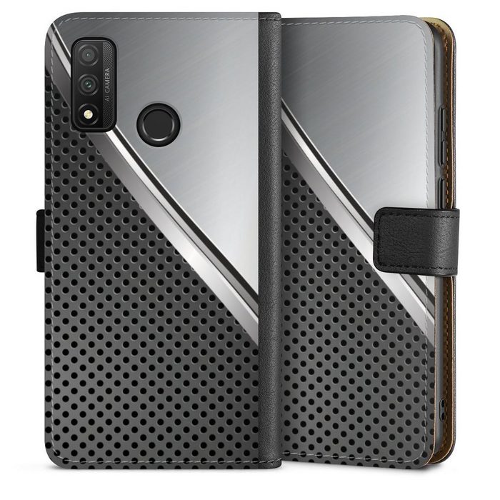 DeinDesign Handyhülle Carbon Stahl Metall Duo Metal Surface Huawei P Smart (2020) Hülle Handy Flip Case Wallet Cover