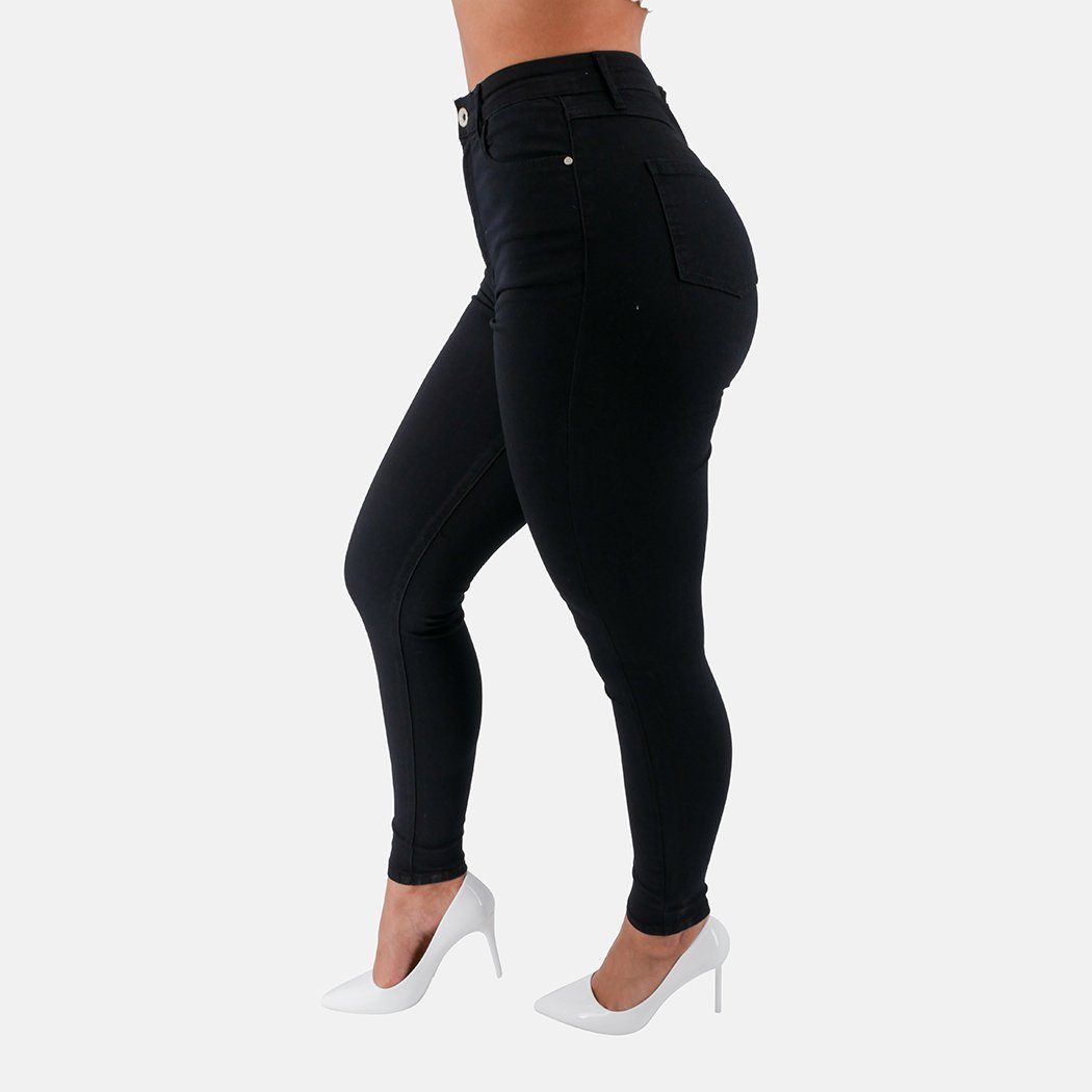 Elara High-waist-Jeans Elara Damen (1-tlg) Schwarz High Waist Super Jeans