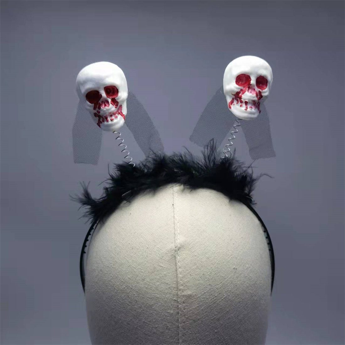 Mesh Diadem Halloween Gespenst Halloween, Skelett Bühne Party,festliche,halloween Rot Abschlussball, YOOdy~ Kopfbedeckungen für deko Kopf (1-tlg),